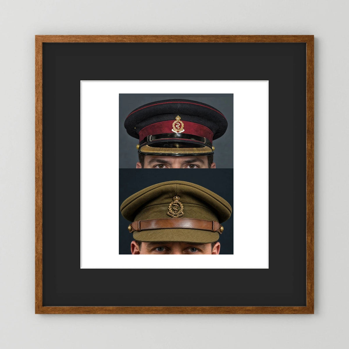 Royal Army Medical Corps Dress and Undress Visor Caps — composite presentation mockup