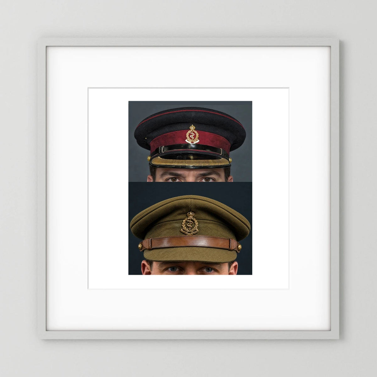 Royal Army Medical Corps Dress and Undress Visor Caps — composite presentation mockup