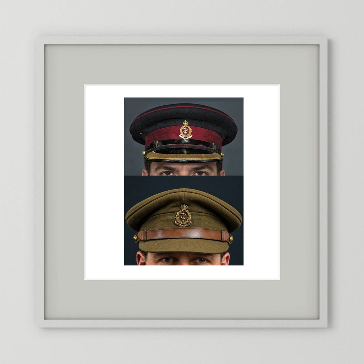Royal Army Medical Corps Dress and Undress Visor Caps — composite presentation mockup