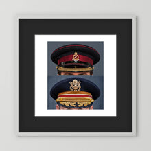 Composite image showing Royal Army Medical Corps Dress WWII and US Army Medical Department Dress Cap Post War