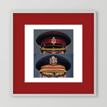 Composite image showing Royal Army Medical Corps Dress WWII and US Army Medical Department Dress Cap Post War