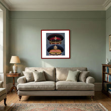 Composite image showing Royal Army Medical Corps Dress WWII and US Army Medical Department Dress Cap Post War