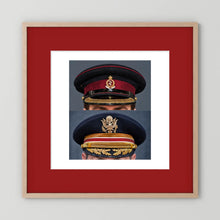 Composite image showing Royal Army Medical Corps Dress WWII and US Army Medical Department Dress Cap Post War