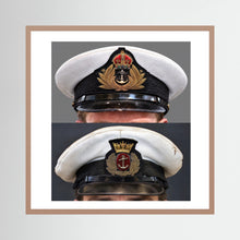 Royal Navy and Merchant Navy Visor Caps, WWII — composite presentation mockup