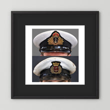 Royal Navy and Merchant Navy Visor Caps, WWII — composite presentation mockup