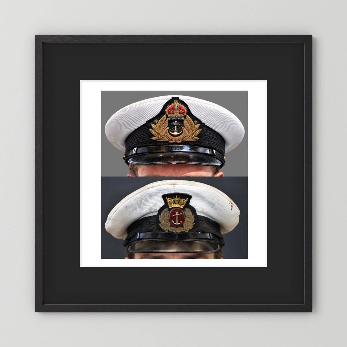 Royal Navy and Merchant Navy Visor Caps, WWII — composite presentation mockup