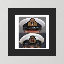 Royal Navy and Merchant Navy Visor Caps, WWII — composite presentation mockup