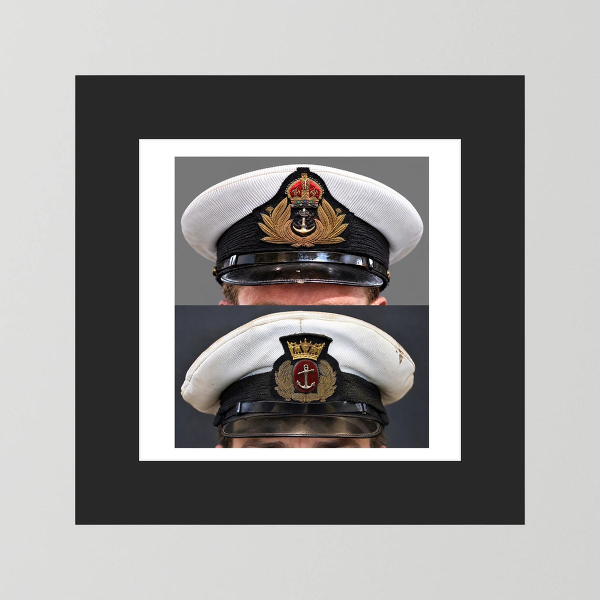 Royal Navy and Merchant Navy Visor Caps, WWII — composite presentation mockup
