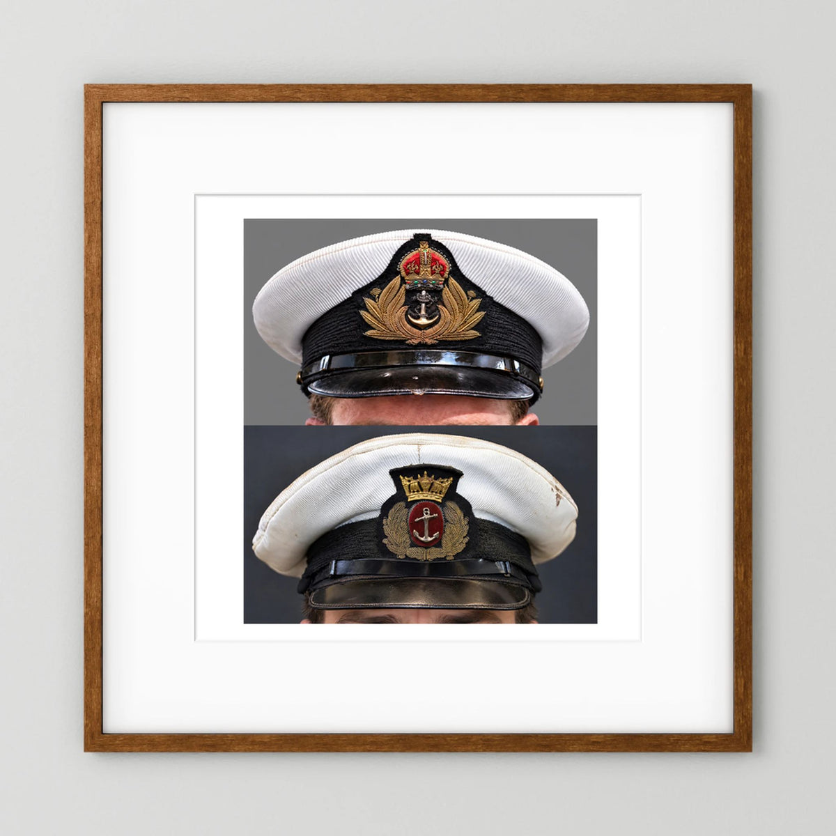 Royal Navy and Merchant Navy Visor Caps, WWII — composite presentation mockup