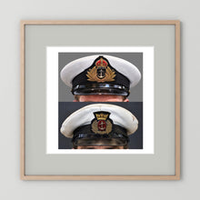 Royal Navy and Merchant Navy Visor Caps, WWII — composite presentation mockup