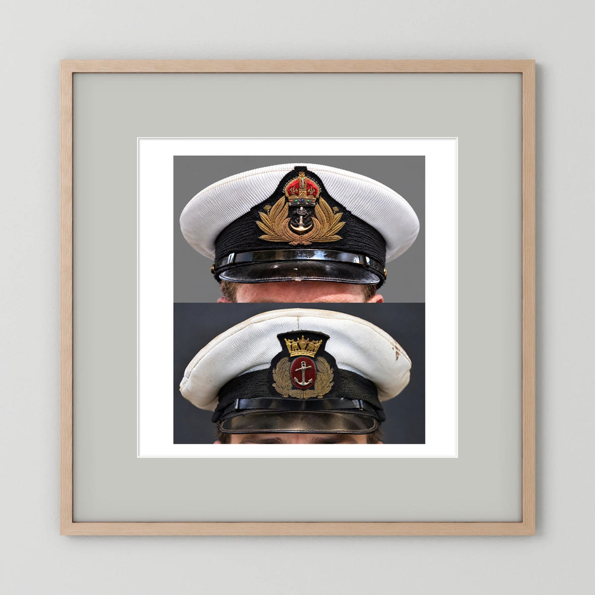 Royal Navy and Merchant Navy Visor Caps, WWII — composite presentation mockup