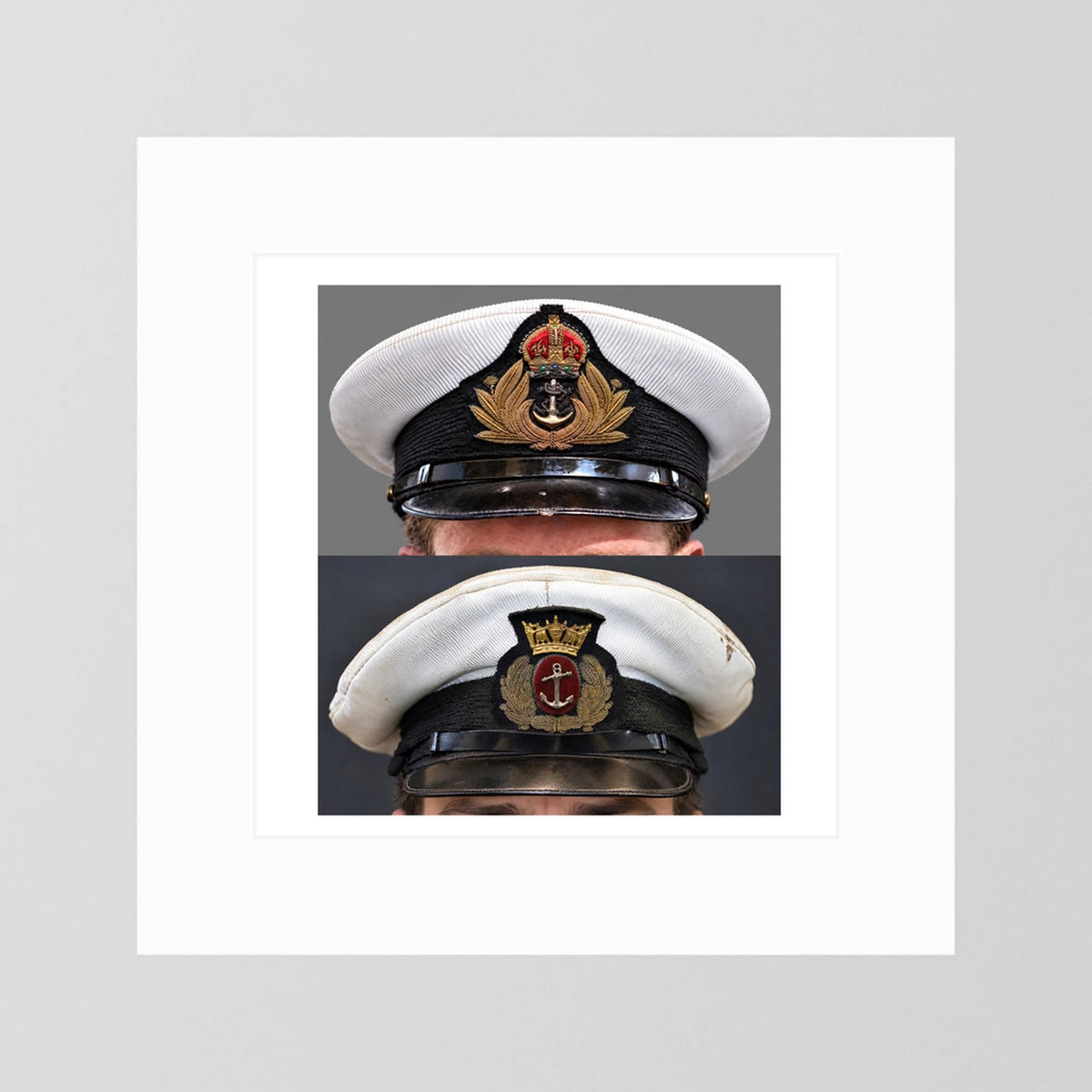 Royal Navy and Merchant Navy Visor Caps, WWII — composite presentation mockup