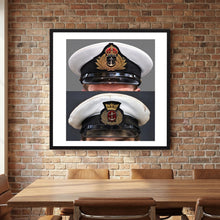Royal Navy and Merchant Navy Visor Caps, WWII — composite presentation mockup