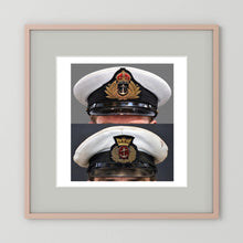 Royal Navy and Merchant Navy Visor Caps, WWII — composite presentation mockup