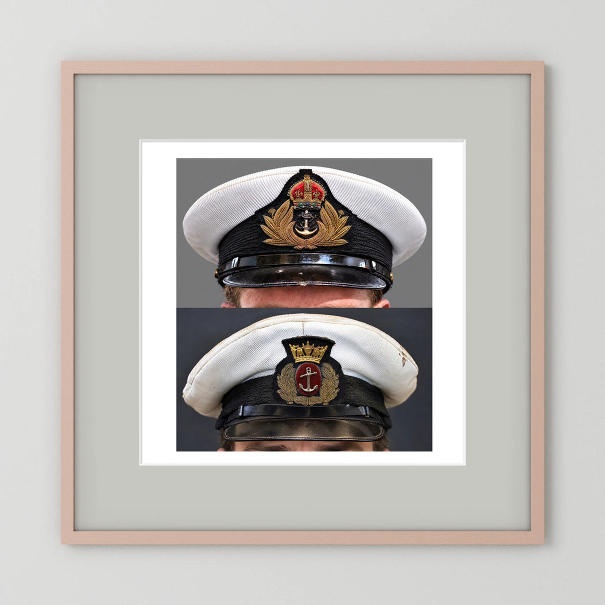Royal Navy and Merchant Navy Visor Caps, WWII — composite presentation mockup