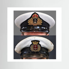 Royal Navy and Merchant Navy Visor Caps, WWII — composite presentation mockup