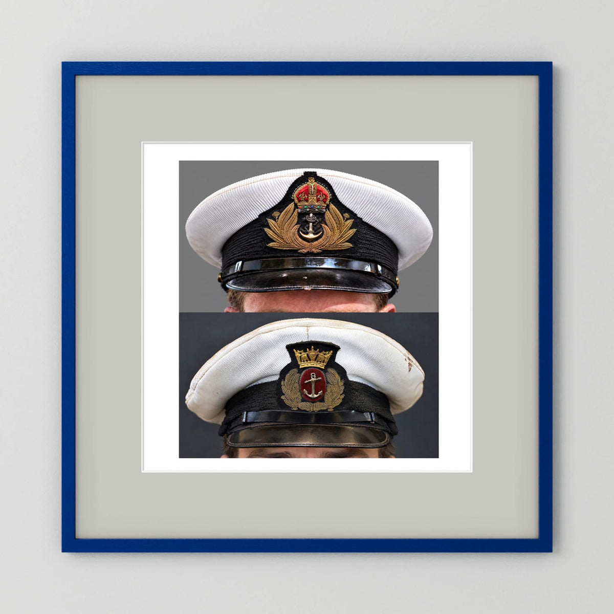 Royal Navy and Merchant Navy Visor Caps, WWII — composite presentation mockup