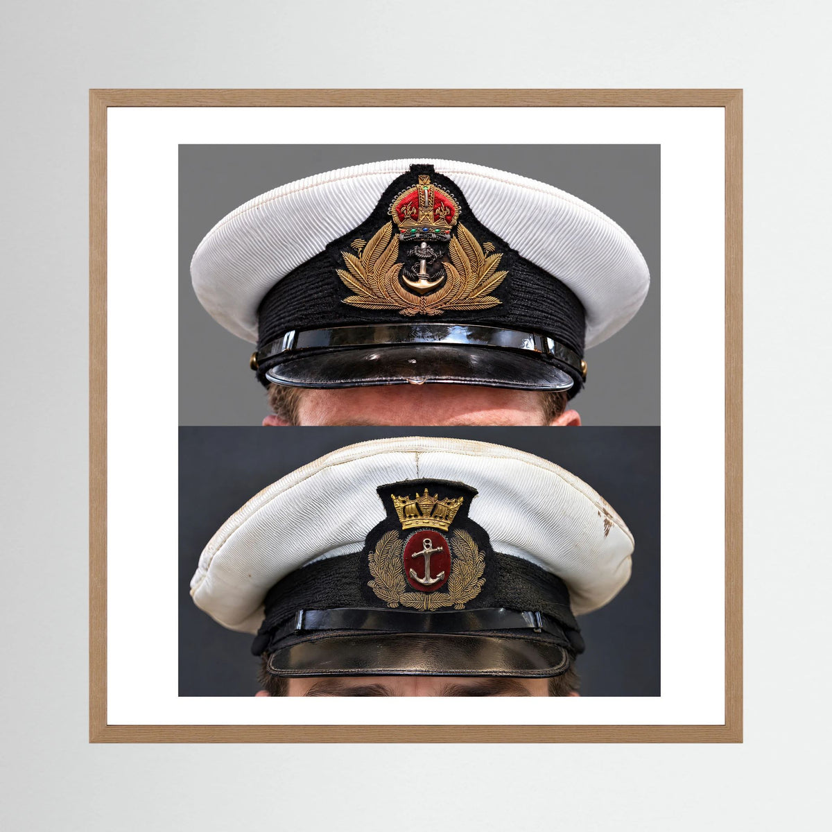 Royal Navy and Merchant Navy Visor Caps, WWII — composite presentation mockup