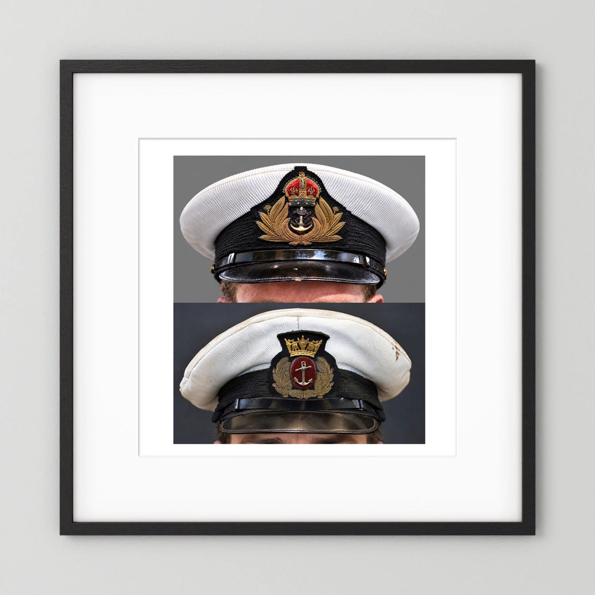 Royal Navy and Merchant Navy Visor Caps, WWII — composite presentation mockup