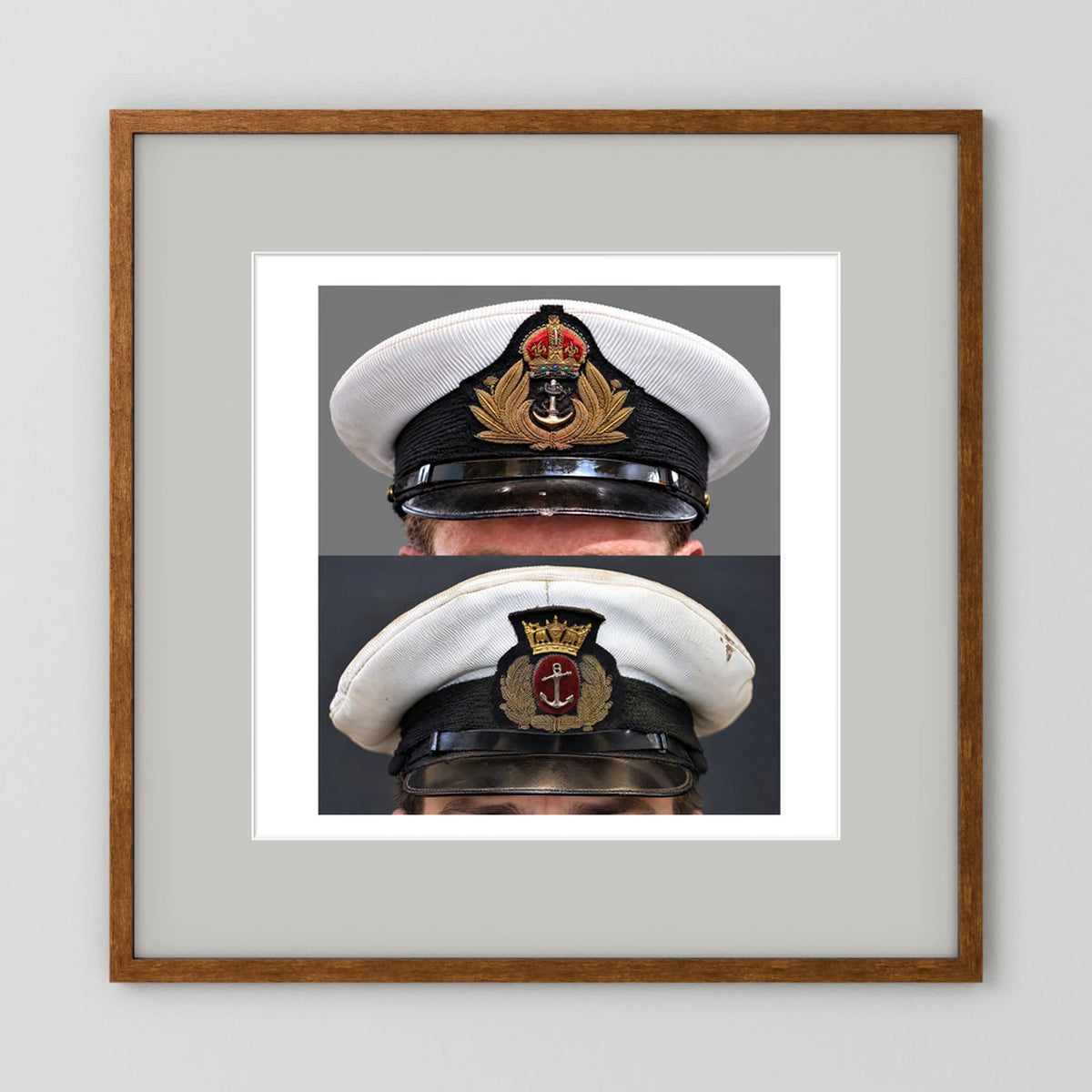 Royal Navy and Merchant Navy Visor Caps, WWII — composite presentation mockup