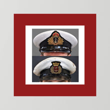 Royal Navy and Merchant Navy Visor Caps, WWII — composite presentation mockup