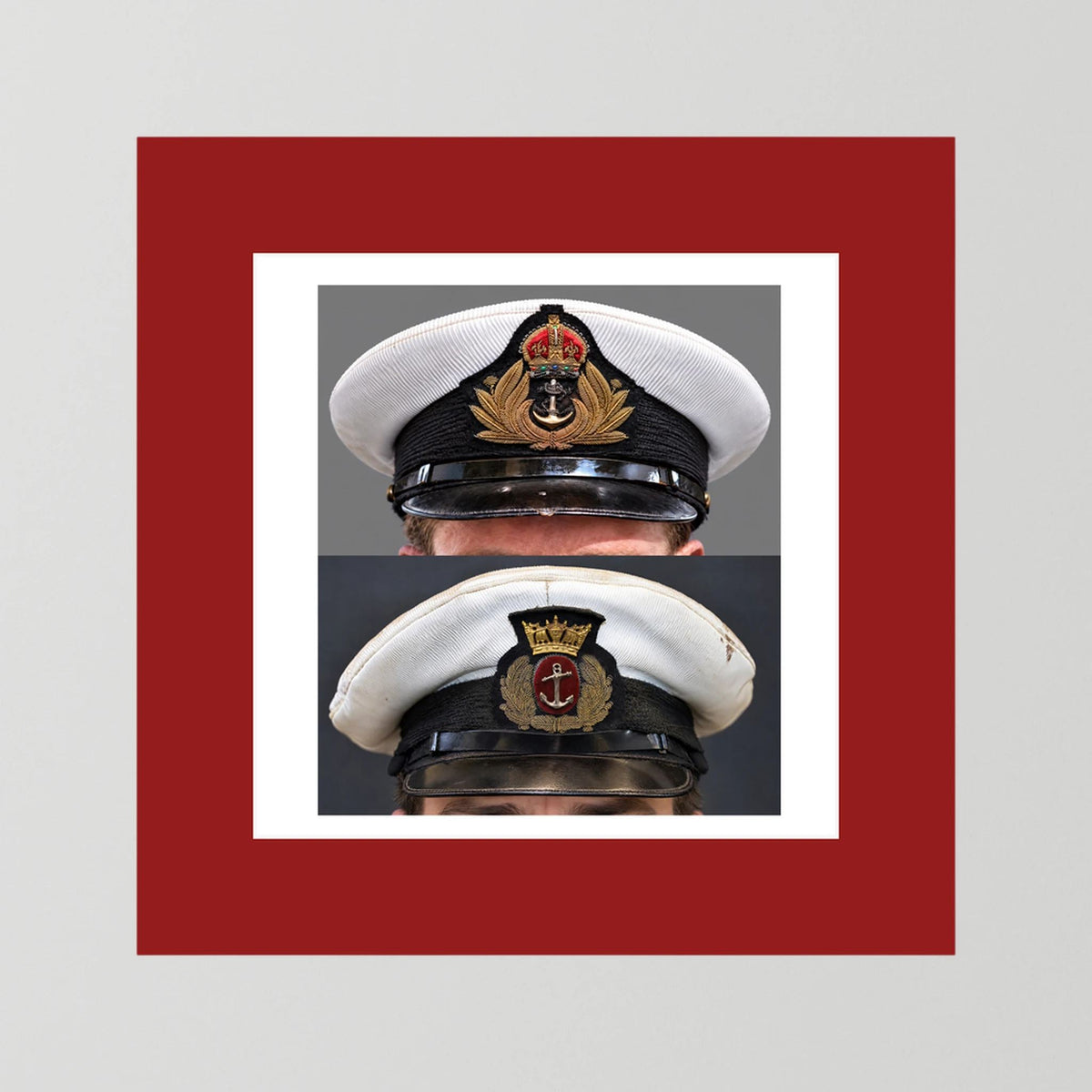 Royal Navy and Merchant Navy Visor Caps, WWII — composite presentation mockup