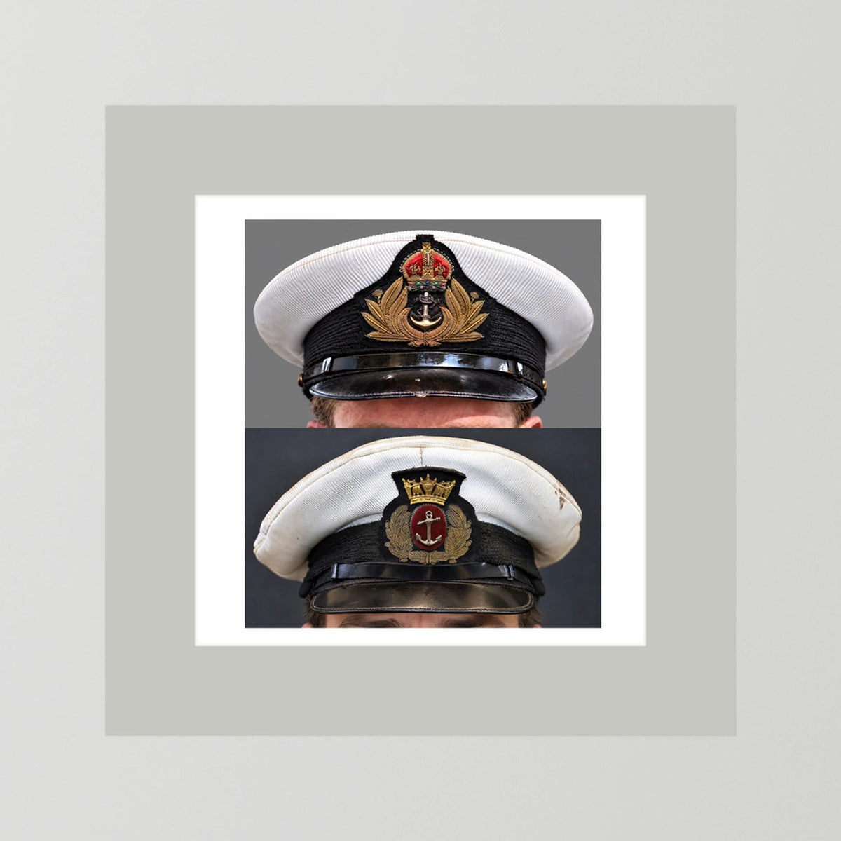 Royal Navy and Merchant Navy Visor Caps, WWII — composite presentation mockup