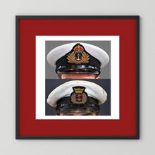 Royal Navy and Merchant Navy Visor Caps, WWII — composite presentation mockup