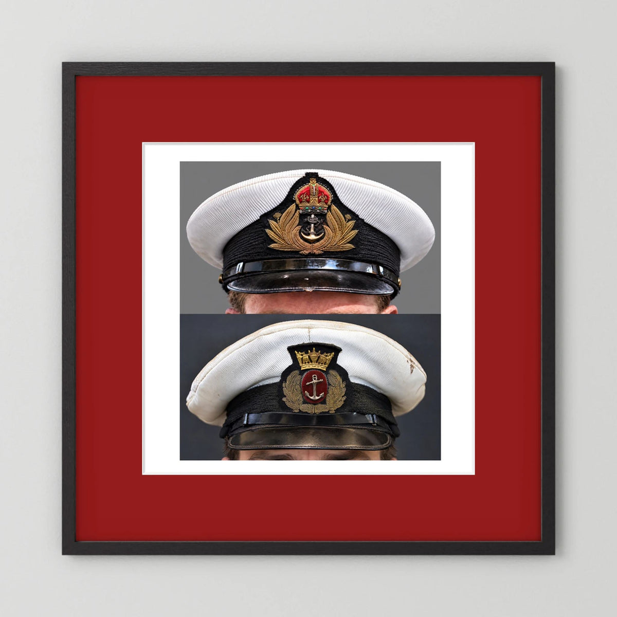 Royal Navy and Merchant Navy Visor Caps, WWII — composite presentation mockup