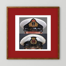 Royal Navy and Merchant Navy Visor Caps, WWII — composite presentation mockup