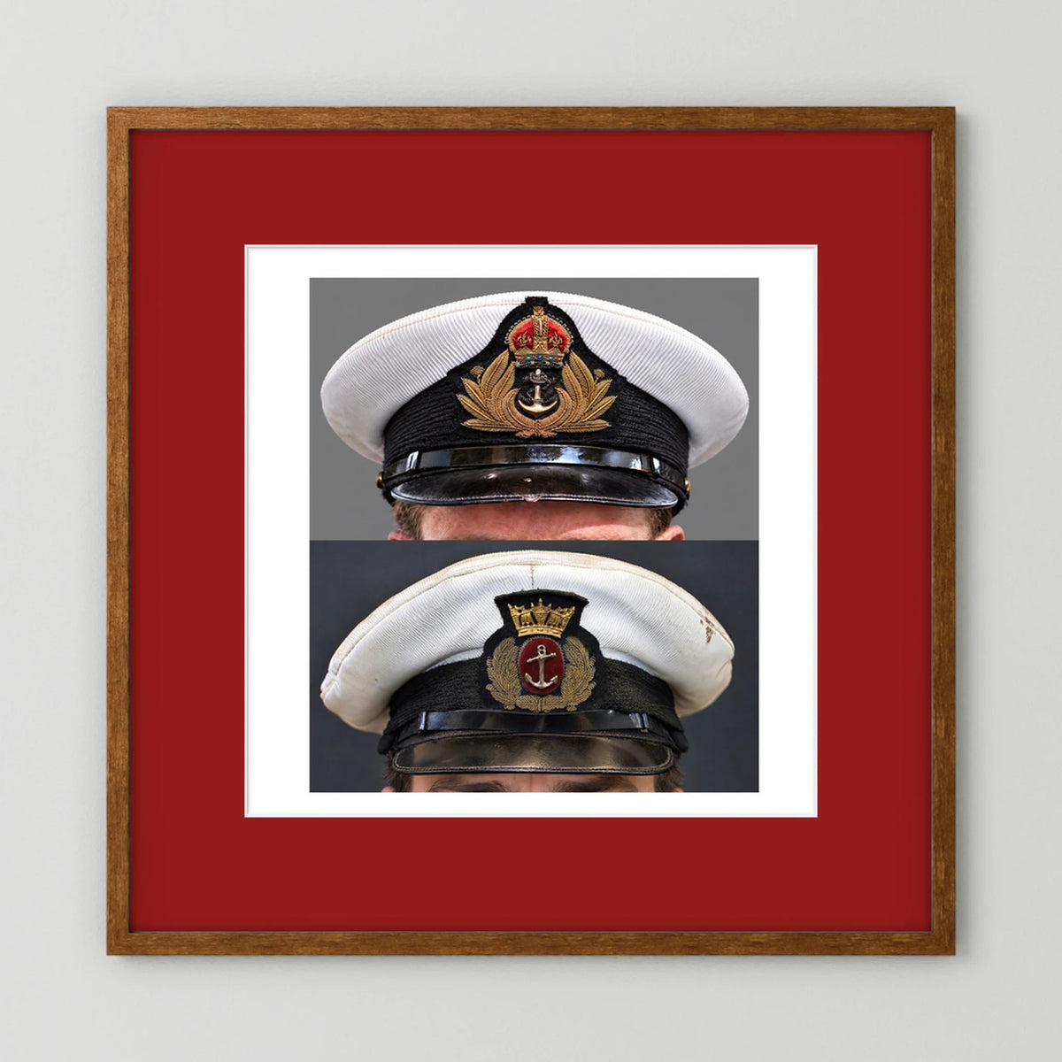 Royal Navy and Merchant Navy Visor Caps, WWII — composite presentation mockup