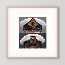 Royal Navy and Merchant Navy Visor Caps, WWII — composite presentation mockup