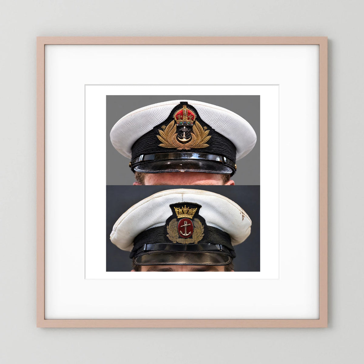Royal Navy and Merchant Navy Visor Caps, WWII — composite presentation mockup