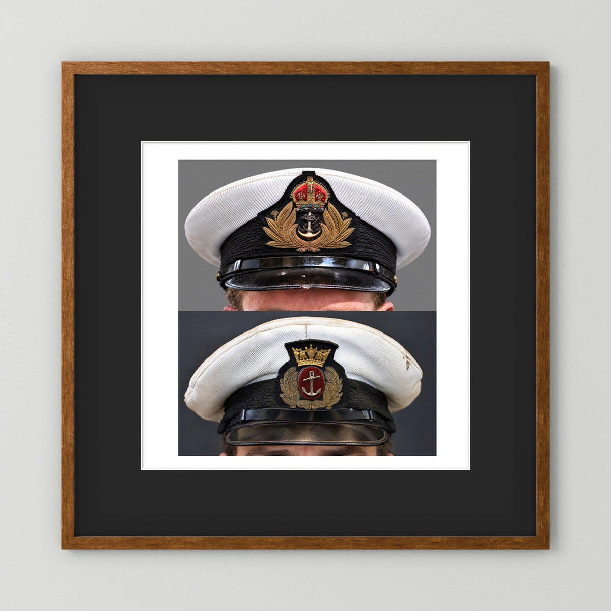 Royal Navy and Merchant Navy Visor Caps, WWII — composite presentation mockup