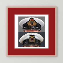 Royal Navy and Merchant Navy Visor Caps, WWII — composite presentation mockup