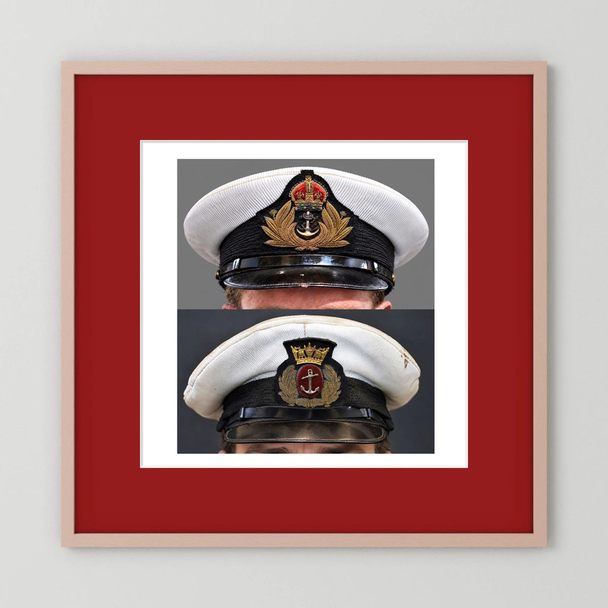Royal Navy and Merchant Navy Visor Caps, WWII — composite presentation mockup