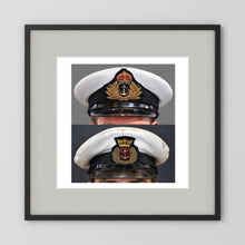 Royal Navy and Merchant Navy Visor Caps, WWII — composite presentation mockup