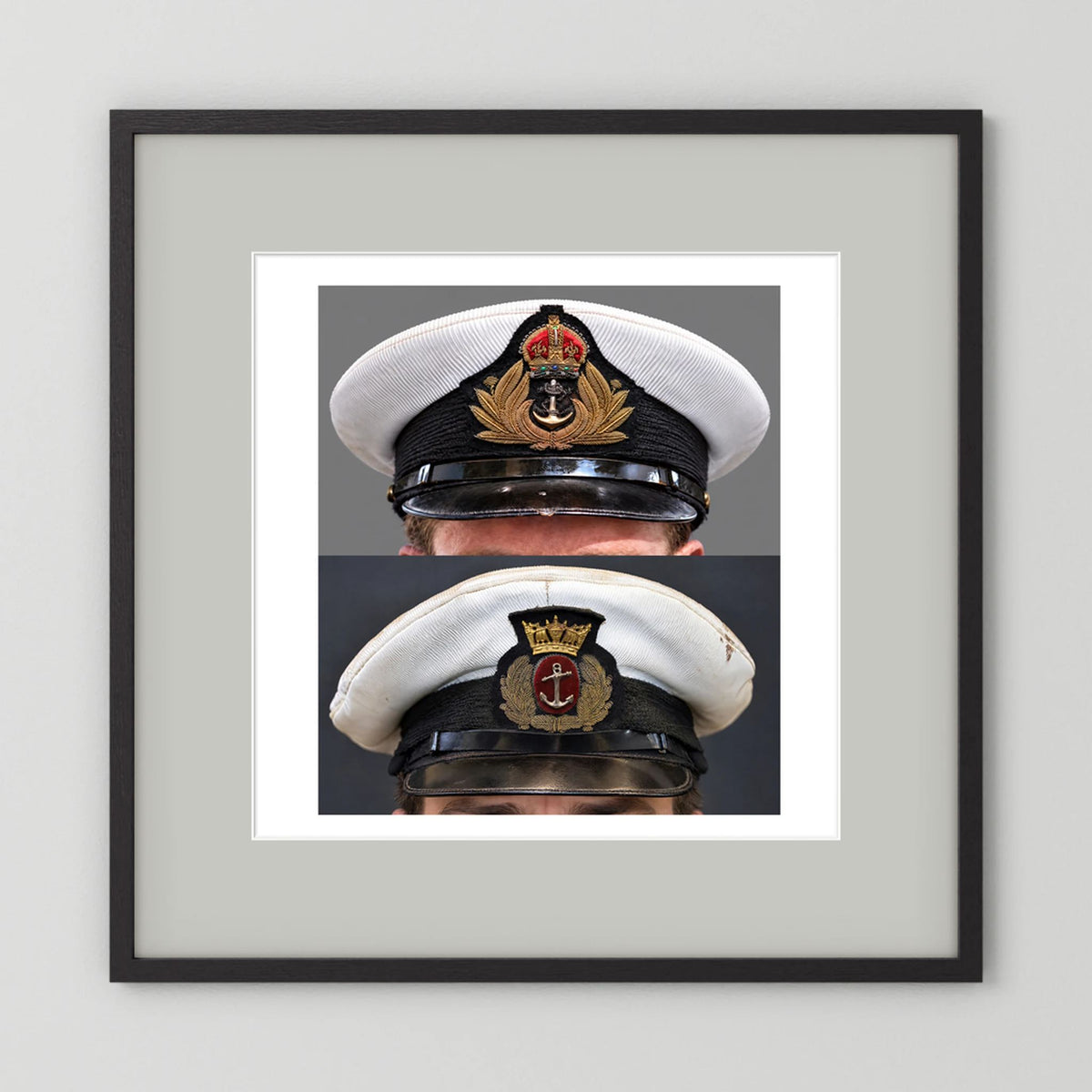 Royal Navy and Merchant Navy Visor Caps, WWII — composite presentation mockup