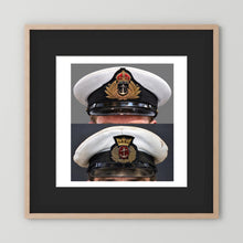 Royal Navy and Merchant Navy Visor Caps, WWII — composite presentation mockup