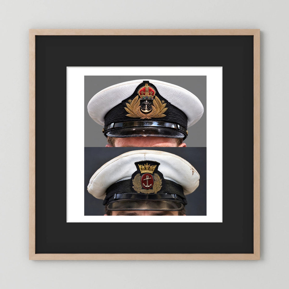 Royal Navy and Merchant Navy Visor Caps, WWII — composite presentation mockup