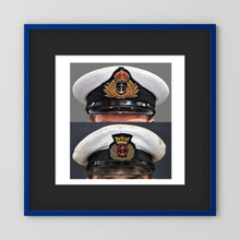 Royal Navy and Merchant Navy Visor Caps, WWII — composite presentation mockup