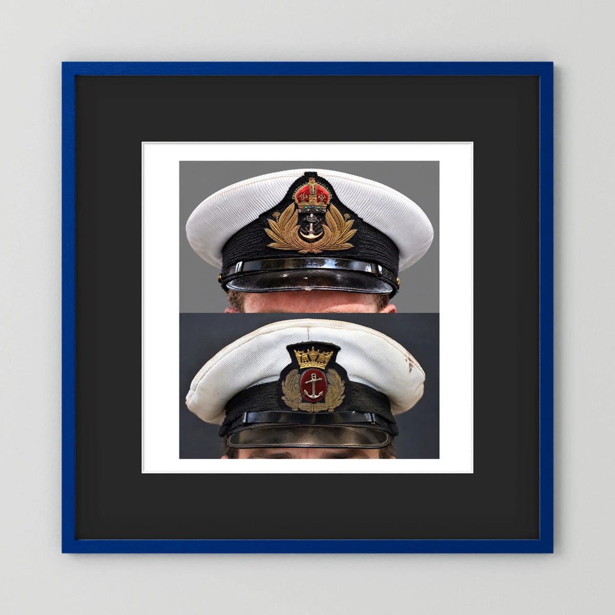 Royal Navy and Merchant Navy Visor Caps, WWII — composite presentation mockup