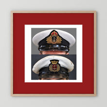 Royal Navy and Merchant Navy Visor Caps, WWII — composite presentation mockup
