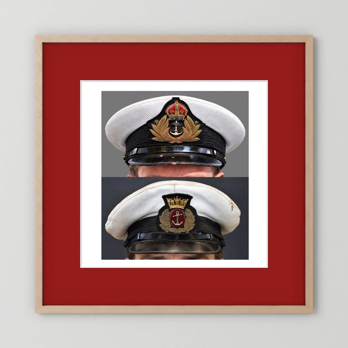 Royal Navy and Merchant Navy Visor Caps, WWII — composite presentation mockup