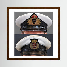 Royal Navy and Merchant Navy Visor Caps, WWII — composite presentation mockup
