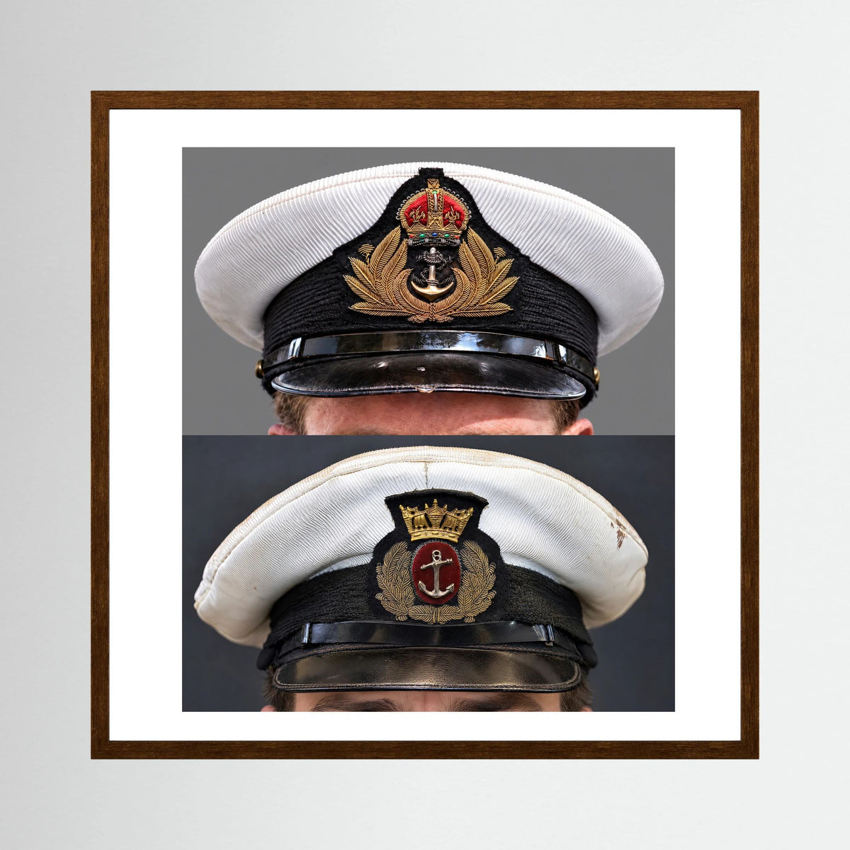 Royal Navy and Merchant Navy Visor Caps, WWII — composite presentation mockup