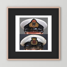 Royal Navy and Merchant Navy Visor Caps, WWII — composite presentation mockup