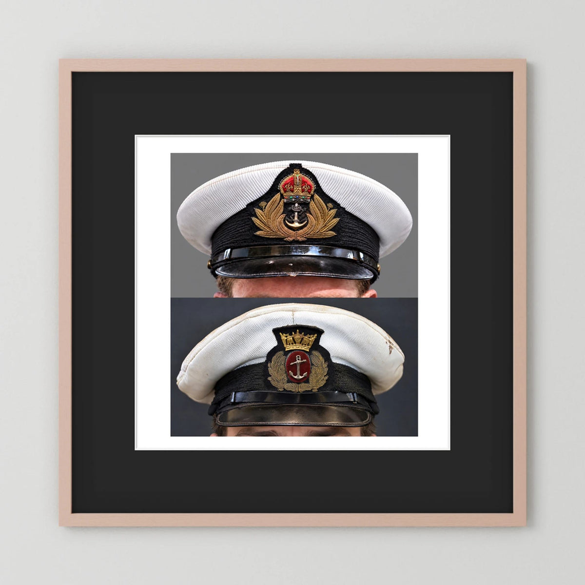 Royal Navy and Merchant Navy Visor Caps, WWII — composite presentation mockup