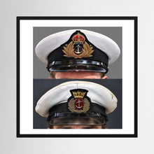 Royal Navy and Merchant Navy Visor Caps, WWII — composite presentation mockup
