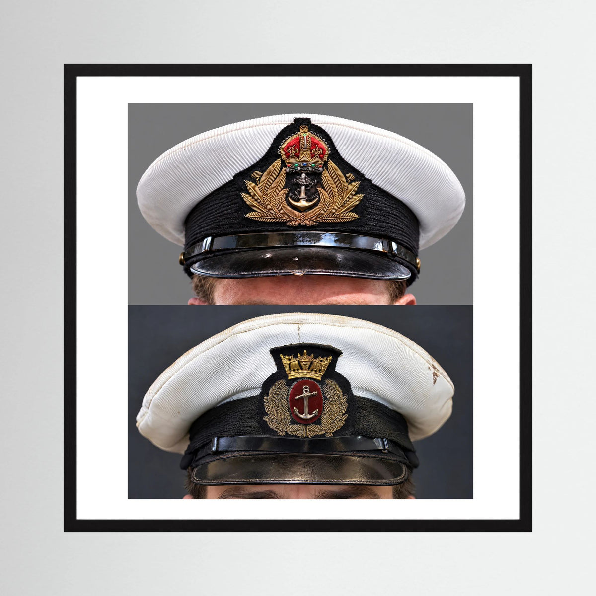 Royal Navy and Merchant Navy Visor Caps, WWII — composite presentation mockup